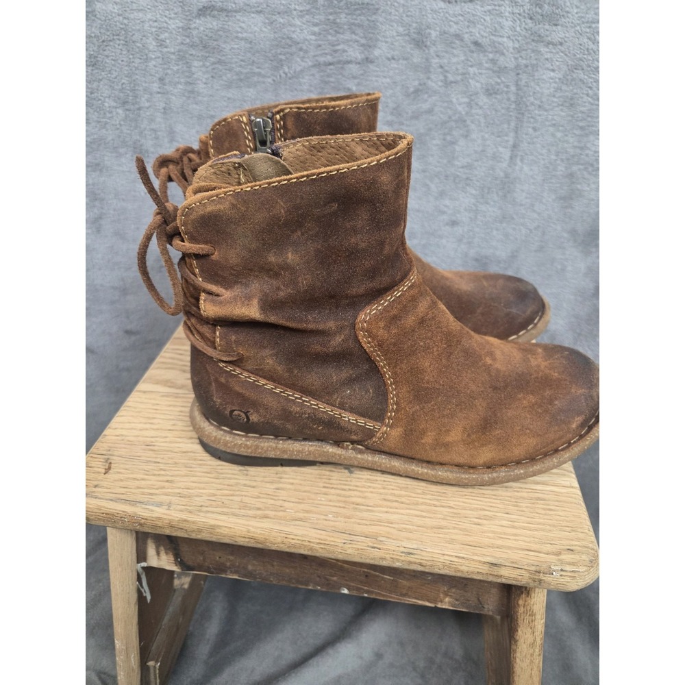 Born Taran Boots Women's Size 7.5 Brown Distressed Suede Leather Ankle Booties - Picture 13 of 13